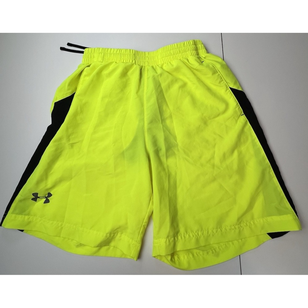 Under Armour Men's Lined Loose Fit Neon Yellow Activewear Shorts Size Small 6"